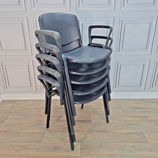 x5 Stacking Black Conference Chairs With Arms Guest Visitor Office Waiting Room