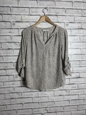 41 Hawthorn Top Blouse Women Medium Animal Print Floaty Black Ivory - M