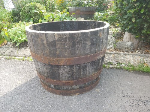 Oak whiskey barrel planter - oak,