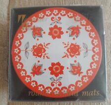 Vintage Worcester Ware Drinks Coasters Orange White Floral