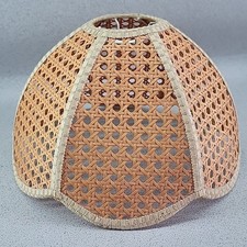 Bohemian Rattan Wicker Cane Vintage Retro Lampshade Shade Ceiling Scalloped Edge