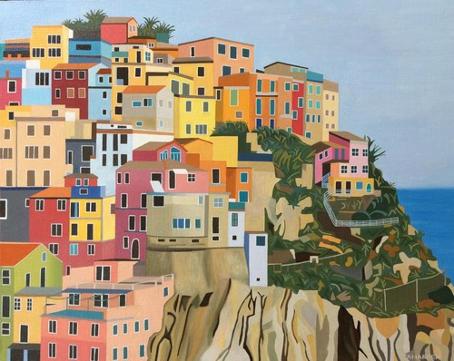 Manarola cinque terre oil - manarola,