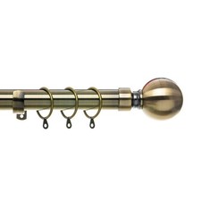Metal 25mm Curtain Pole Set Extendable 40cm to 325cm Antique Brass