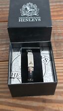 Henleys Men's Bracelet Black Rubber & Stainless Steel With Gift Box
