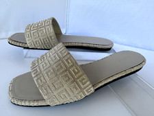 New Givenchy Women's Shoes 4G Flat Sandales Size 39.5 Logo Dusty Gold
