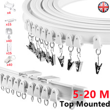 5M Bendable Flexible Curtain Track Rod Rail Ceiling Window Caravan Straight Bay