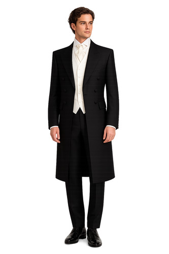 Black frockcoat wool jacket - black,