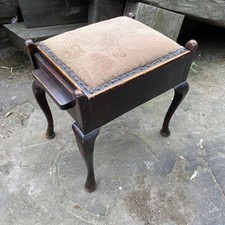 Antique Victorian Piano Stool with Under Seat Storage Queen Anne Legs