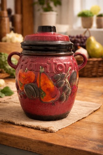 Vintage rumtopf ceramic jar - vintage,
