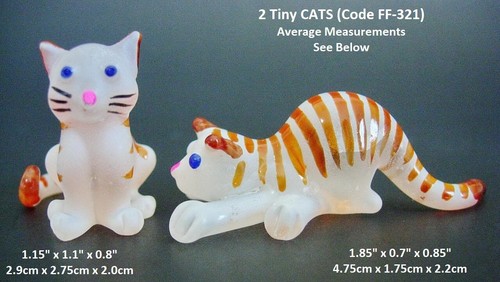 Miniature glass cats kittens - glass,