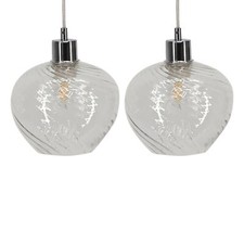Set of 2 Clear Swirl Glass