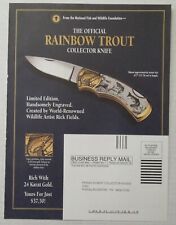 1998 Franklin Mint Official RAINBOW TROUT Collector Knife 2 Sided Magazine Ad