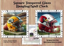 20cm Tempered Glass Clock American Football
