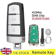3Button Remote Key Fob 434 ID48 Chip For VW Passat CC B6 3C B7 Magotan 2006-2011
