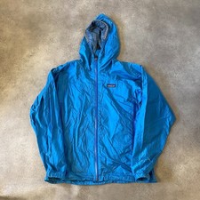 Patagonia Rain Jacket Womens Medium Full-Zip Hiking Polyester Windbreaker, Blue