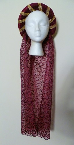 Red medieval headdress - red,