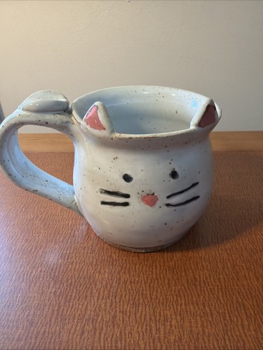Handmade pottery cat mug - handmade,
