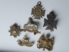 6 original Cap Badges Militaria Collectible British Army Brass military war