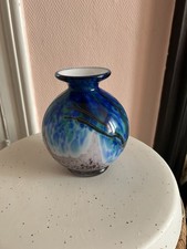 Laugharne Rare Welsh Glass Vase With Beautiful Colours Of Blue ￼￼ Excellent   ￼
