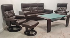 Ekornes Stressless 3 Seater Sofa, 2 Chairs & Footstool & Coffee Table 040423