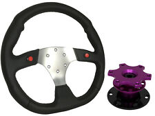 F1 CHROME Steering Wheel + Purple Quick Release boss TP for TOYOTA