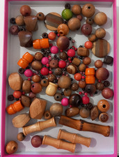 JOB LOT OF WOODEN BEADS SOME VERY LARGE