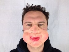 Funny Half Face Fat Cheeks Mask Pout Lips Kiss Latex Fancy Dress Stag Party
