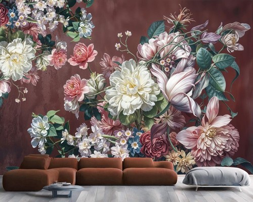 Baroque flowers rich red - flowers,