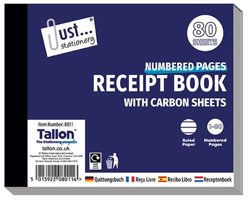 Tallon half size receipt book - tallon,