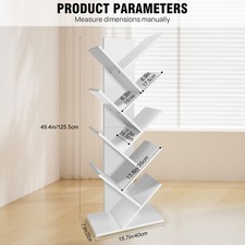 Bookshelf 9 Tier Tree Bookcase Floor Standing Wooden Shelves Storage Furniture