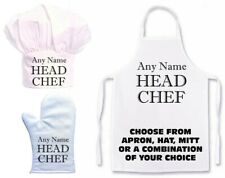 PERSONALISED HEAD CHEF PRINT APRON,CHEFS HAT, OVEN MITT SINGLE / CREATE SET