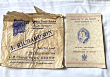 Whitby Memorabilia - Elizabeth II Coronation Programme & J Richardson Paper Bag