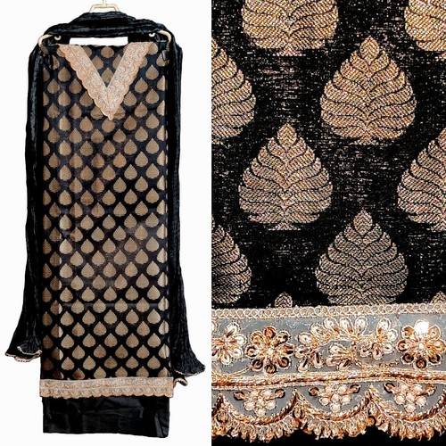 Black banarasi brocade silk - brocade,