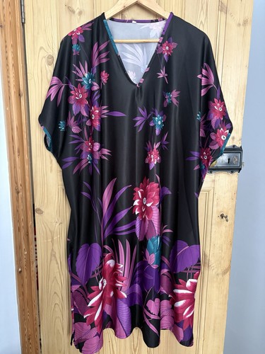 Black floral kaftan tunic - floral,