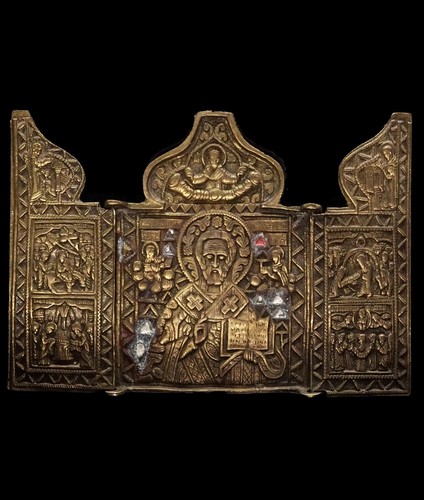 Russian bronze icon triptych - russian,