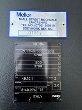 Liverpool Social Services Mellor Iveco Daily M645XKF Chassis Body Plate Badge