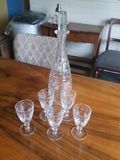 WEBB CORBETT CRYSTAL Art Deco DECANTER +  5 GLASSES .. John Webb