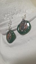 Halloween Goth Snake Dangle Earrings In An Orange And Green Spiral