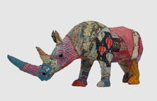 Large Handmade Fabric Rhino