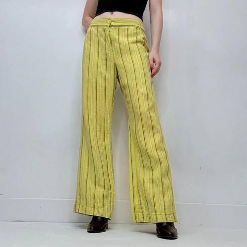 Lime green pinstripe trousers - lime,