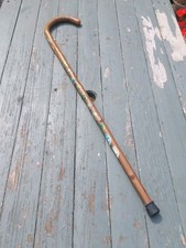 Vintage Wooden Walking Stick Cane Aid With Badges