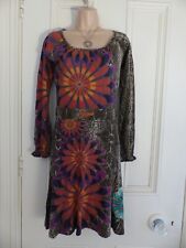 Colourful Desigual size S jersey dress, multicoloured, long sleeves, knee length