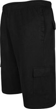 Mens Kam Jersey Cargo Shorts Elasticated Waist Black 2XL 3XL 4XL 5XL 6XL 7XL 8XL