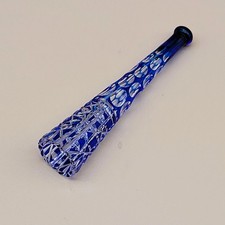 Vintage Cigarette Holder Cheroot Bohemia Crystal Blue overlay 1940s