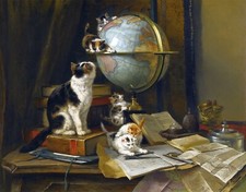 HENRIETTE RONNER KNIP CAT ANIMAL CANVAS PICTURE PRINT WALL ART The Globetrotters