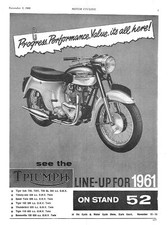 1960 Advert The TRIUMPH Motorcycle 'Range for 1961' Original Print Ad Ephemera