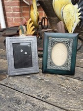 Two Pewter And Wood Small Frames One With Solid Pewter/ Filigree