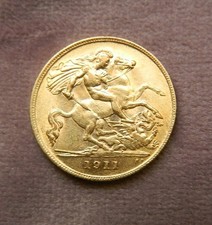 1911 Gold Half Sovereign. George V. 22ct.