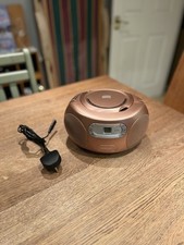 Pink Goodmans Bluetooth CD Boombox FM Radio AUX-in Portable Main/Battery