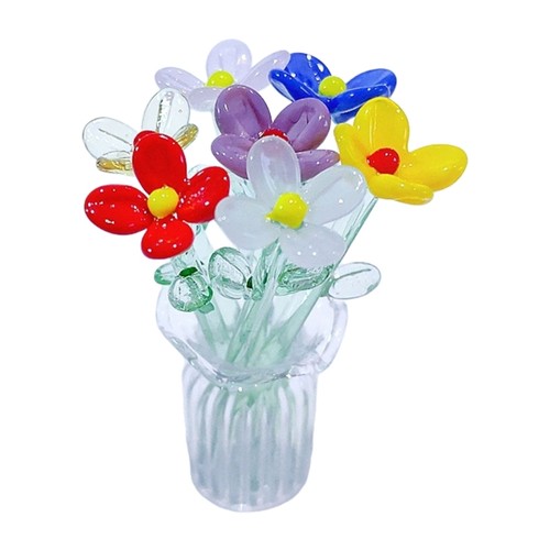 Glass flower bouquet - with, vase